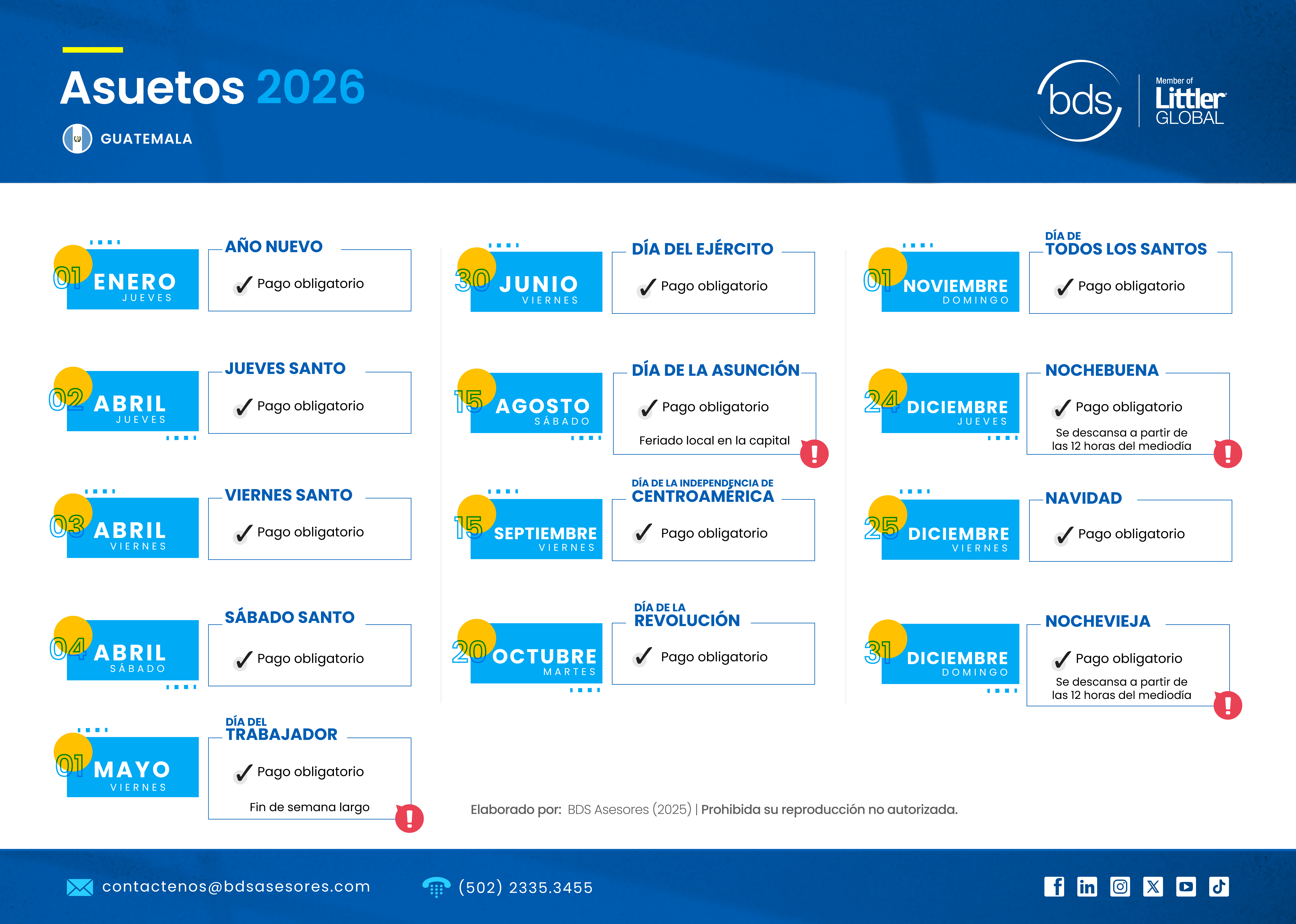 Feriados 2026 - Guatemala