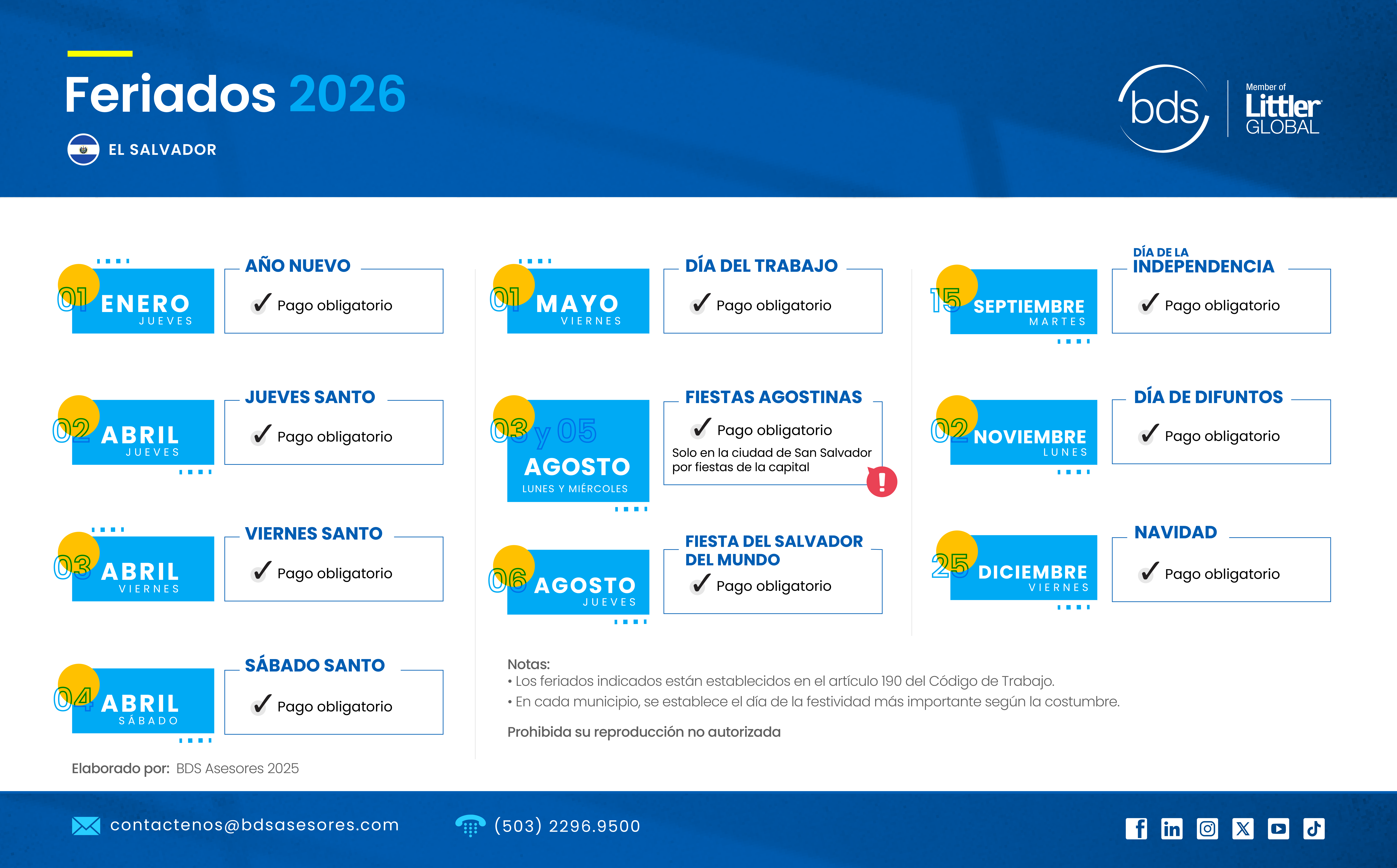 Feriados 2026 El Salvador