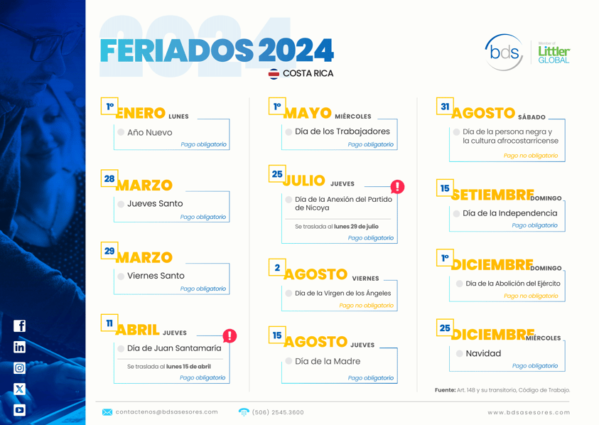Feriados Costa Rica 2024